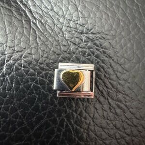 Stainless Steel Italian Charm Link with Gold Tone Star Design